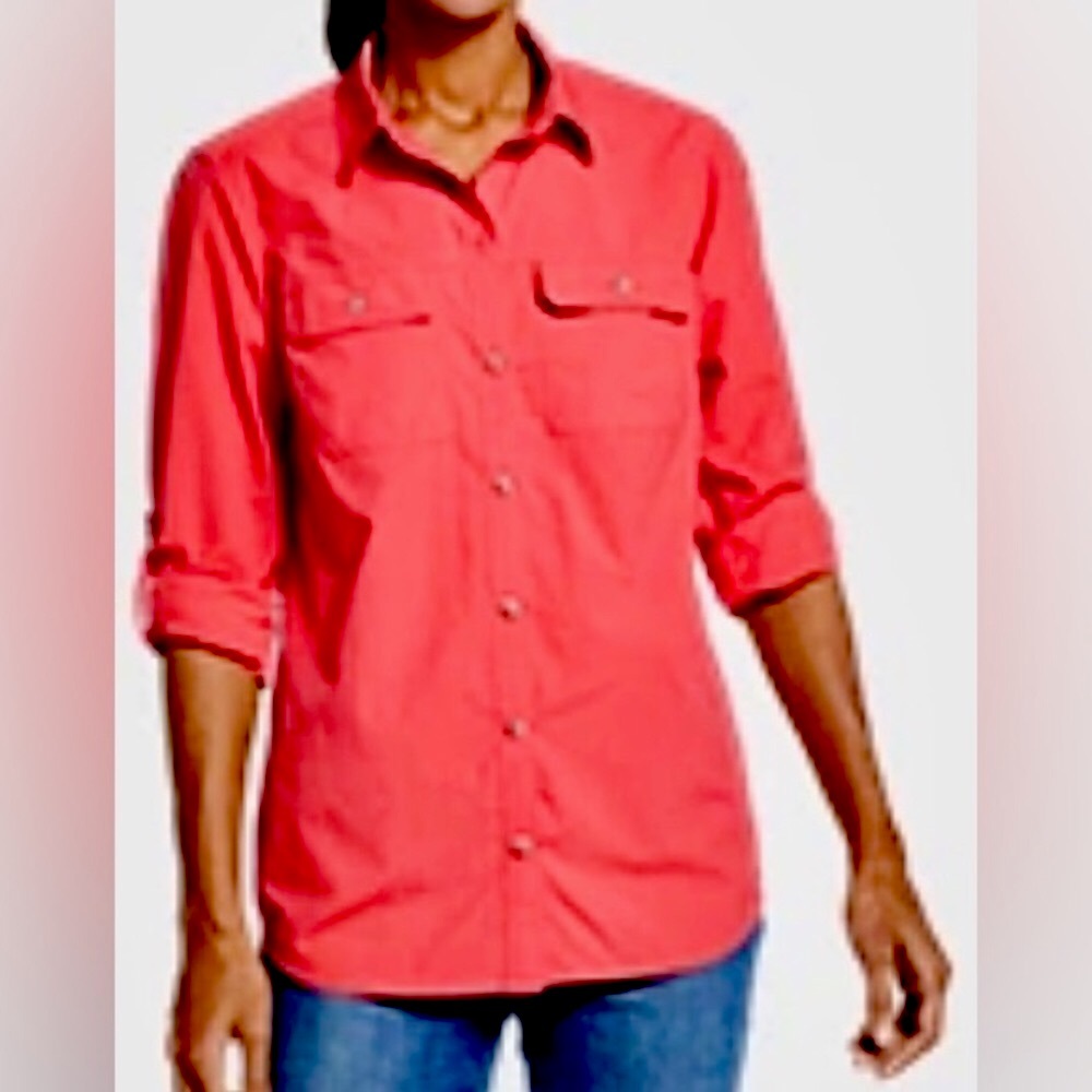 New Eddie Bauer ripstop Mountain coral shirt XS